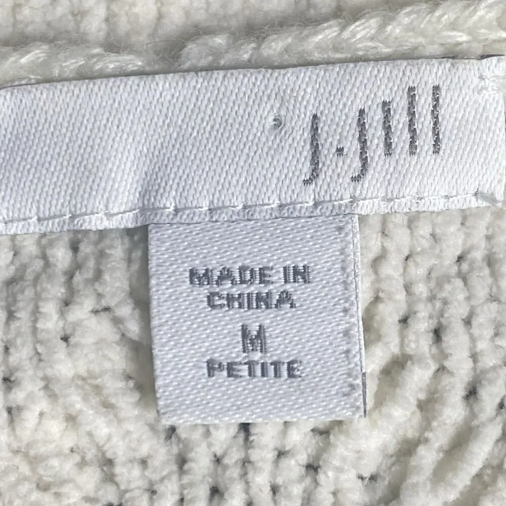 J.JILL Cable Knit Fisherman Chenille Sweater Cream Women's Sz Medium P Old Money